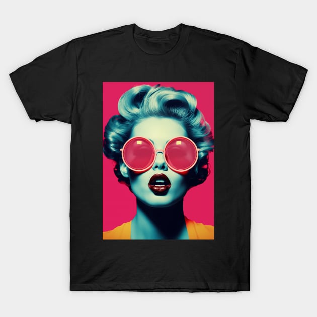 Pop Art Vintage Female Face T-Shirt by JunkyDotCom